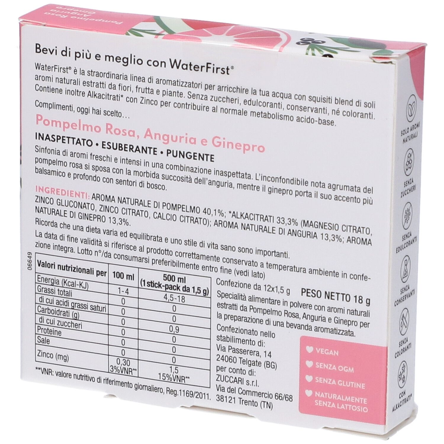 WaterFirst Pompelmo Rosa, Anguria, Ginepro