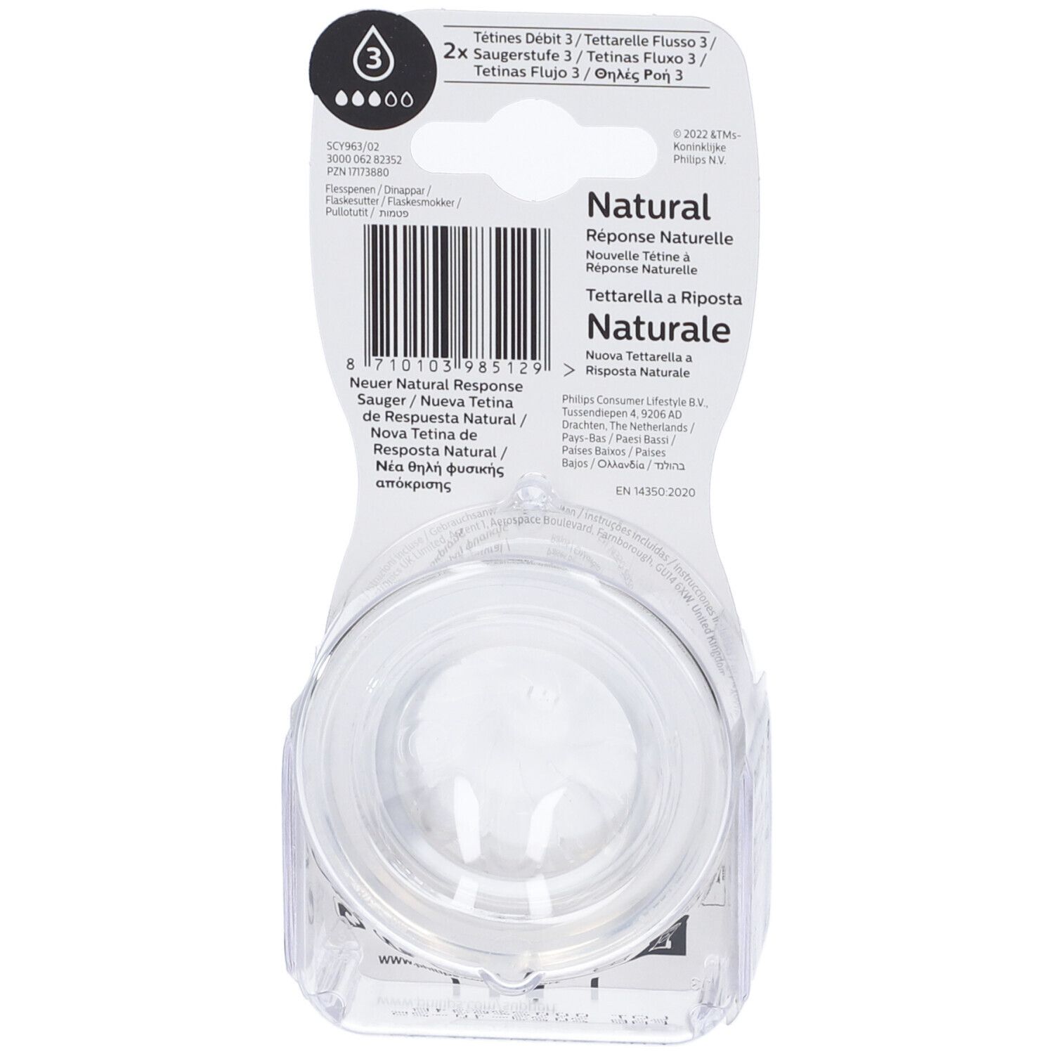 Avent Tettarella Natural 3,0 1M+ 2 Pezzi