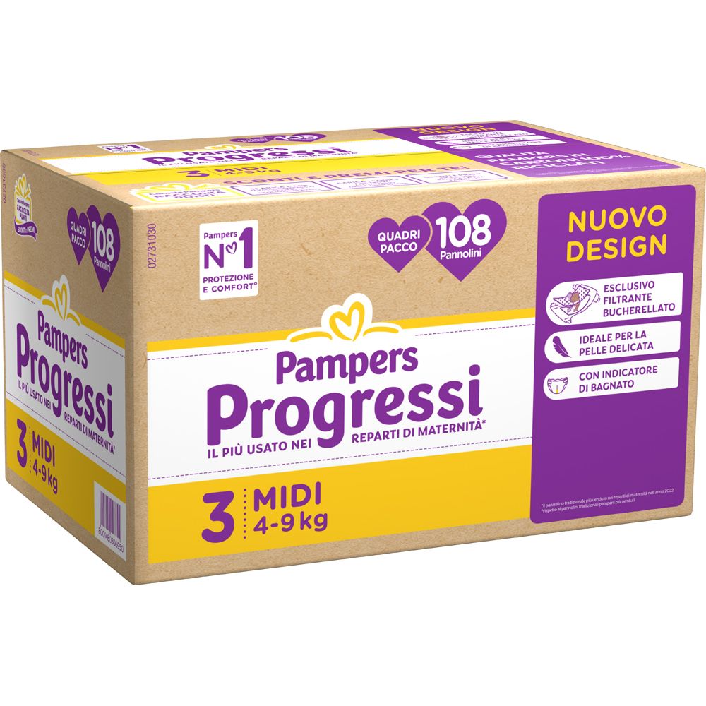 Pampers Quadri Progressi Midi 4-9 Kg