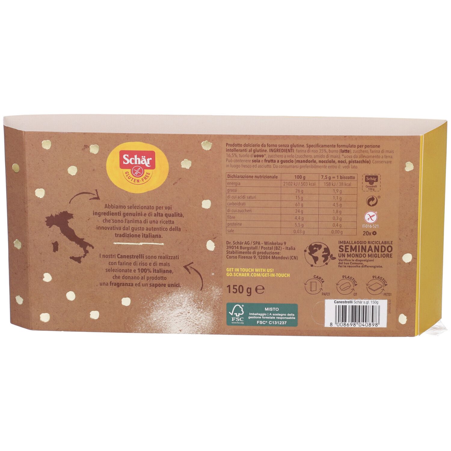  Schär Canestrelli Biscotti Senza Glutine