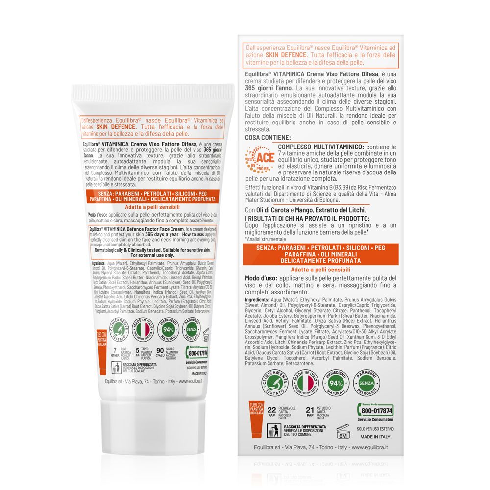 Equilibra Vitaminica Crema Viso Fattore Difesa 365 - risparmia il 10% con il codice: EQUILIBRA10