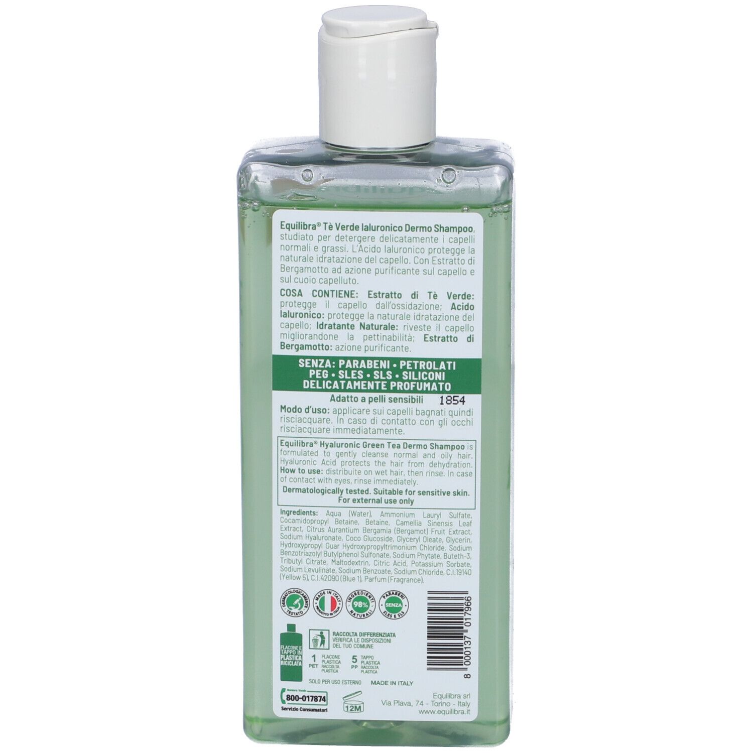 Equilibra Shampoo Tè Verde Ialuronico