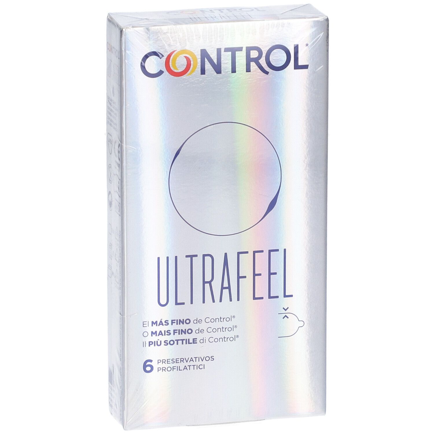 Confezione di preservativi Control Ultra Feel, 6 pezzi, con cerchio olografico.