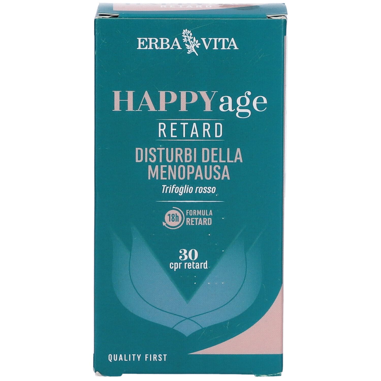 Scatola verde con nome del prodotto e scritta. Contiene 30 compresse. Marchio: Erba Vita.