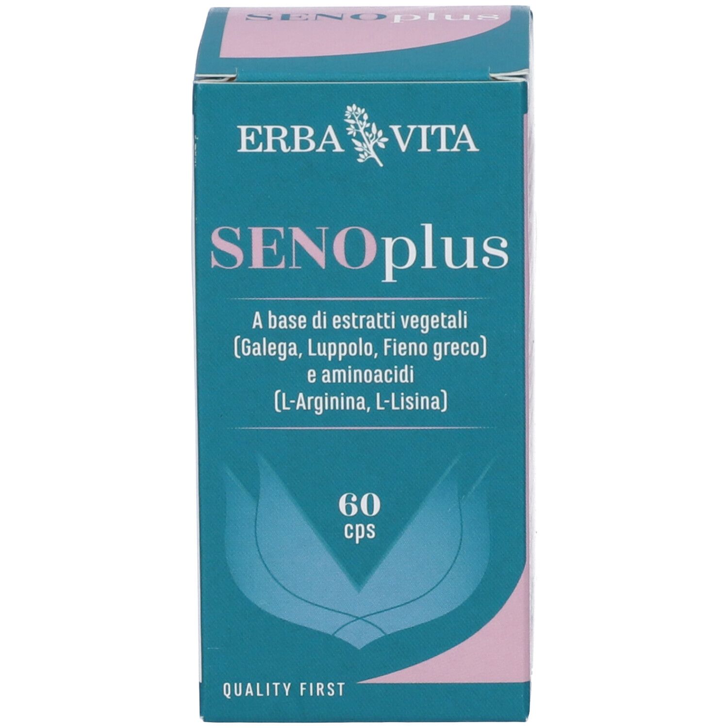 Scatola con scritta SENOplus, 60 cps. Marchio: Erba Vita.