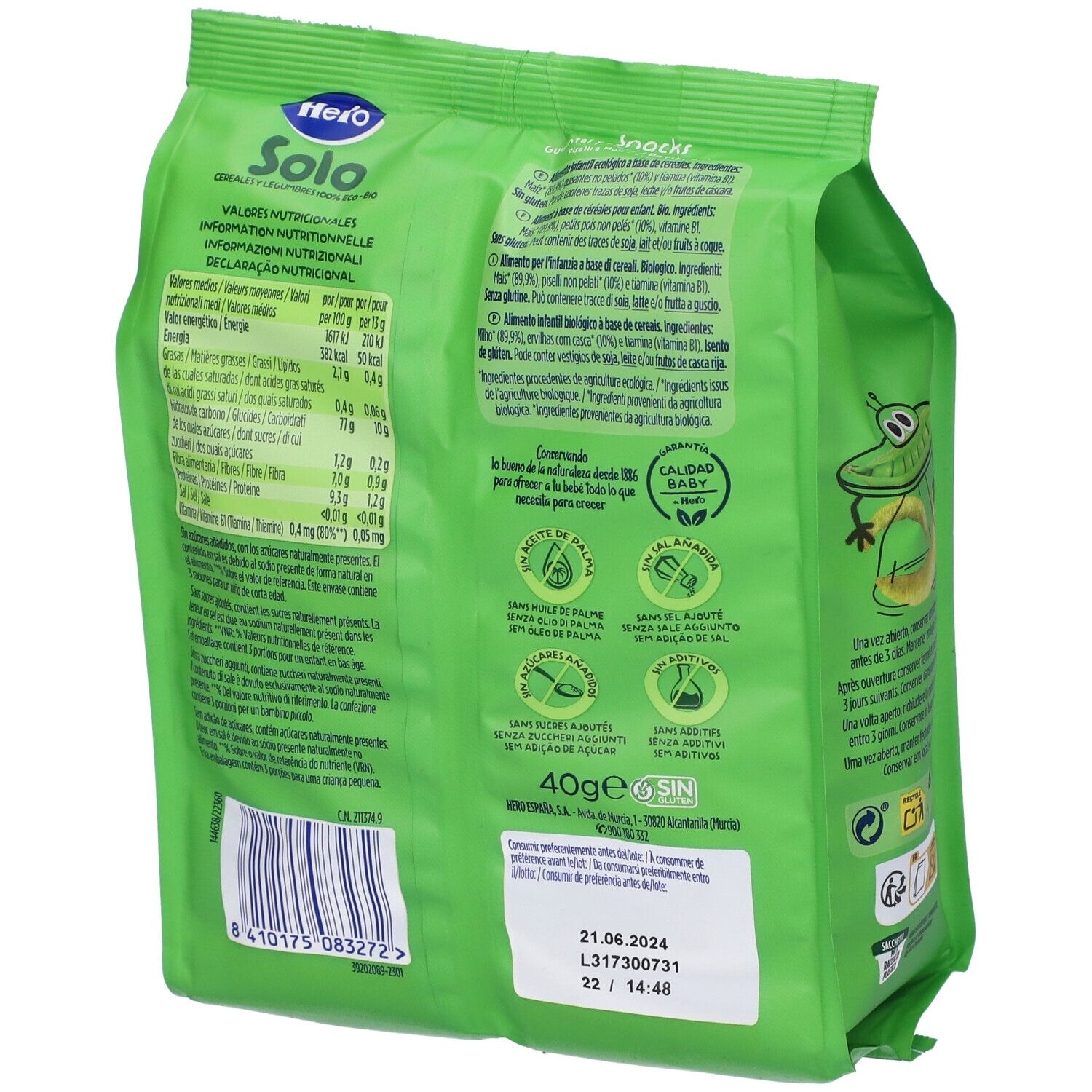 Hero Solo Snack Piselli E Mais 100% Bio 40 g