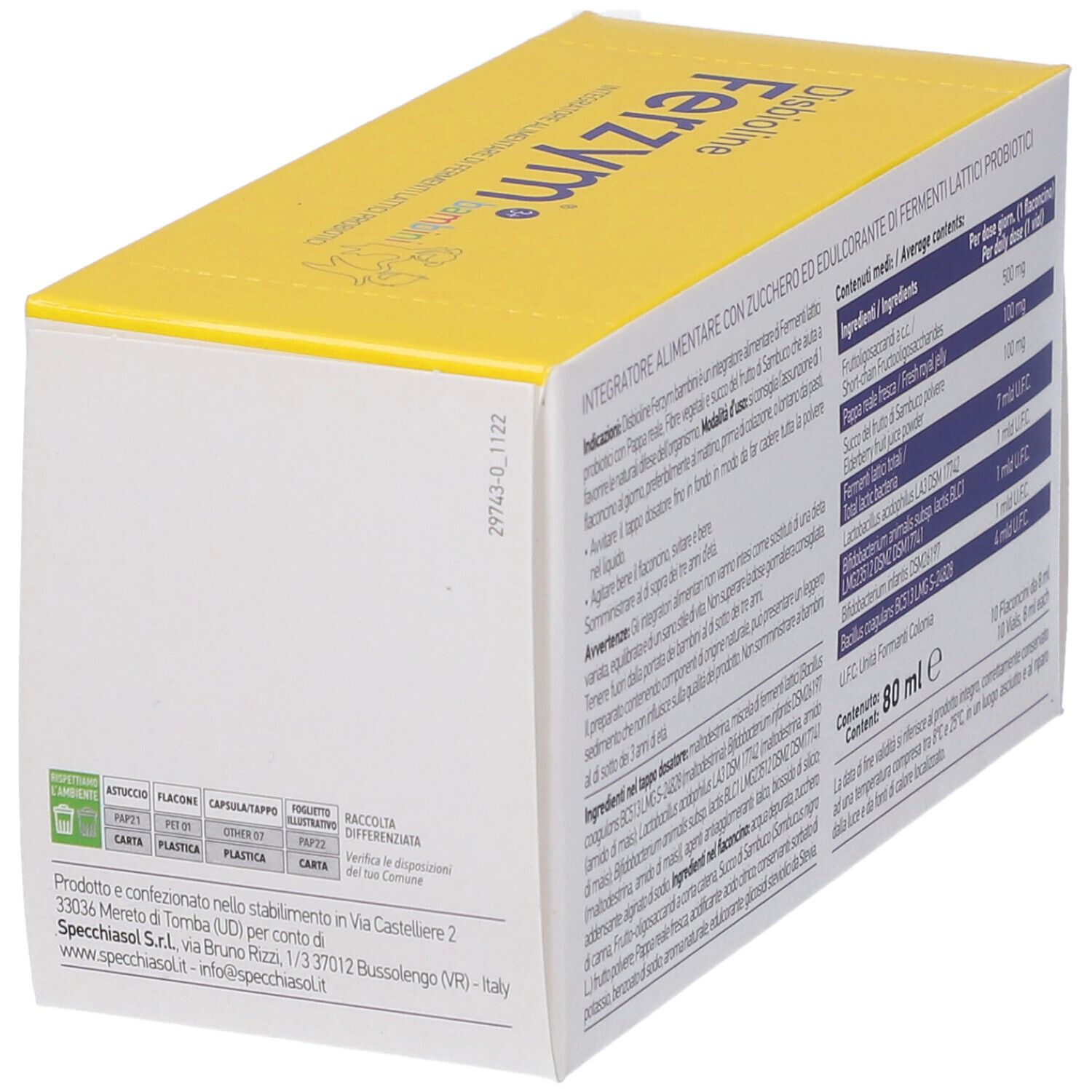 Disbioline Ferzym Bambini 10 Flaconcini Da 8 Ml