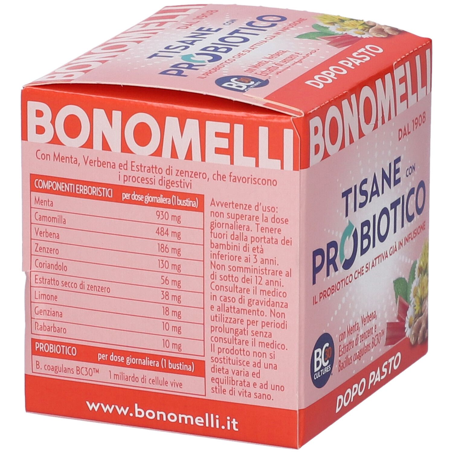 Bonomelli Tisane con Probiotico, Dopo Pasto, Lista ingredienti