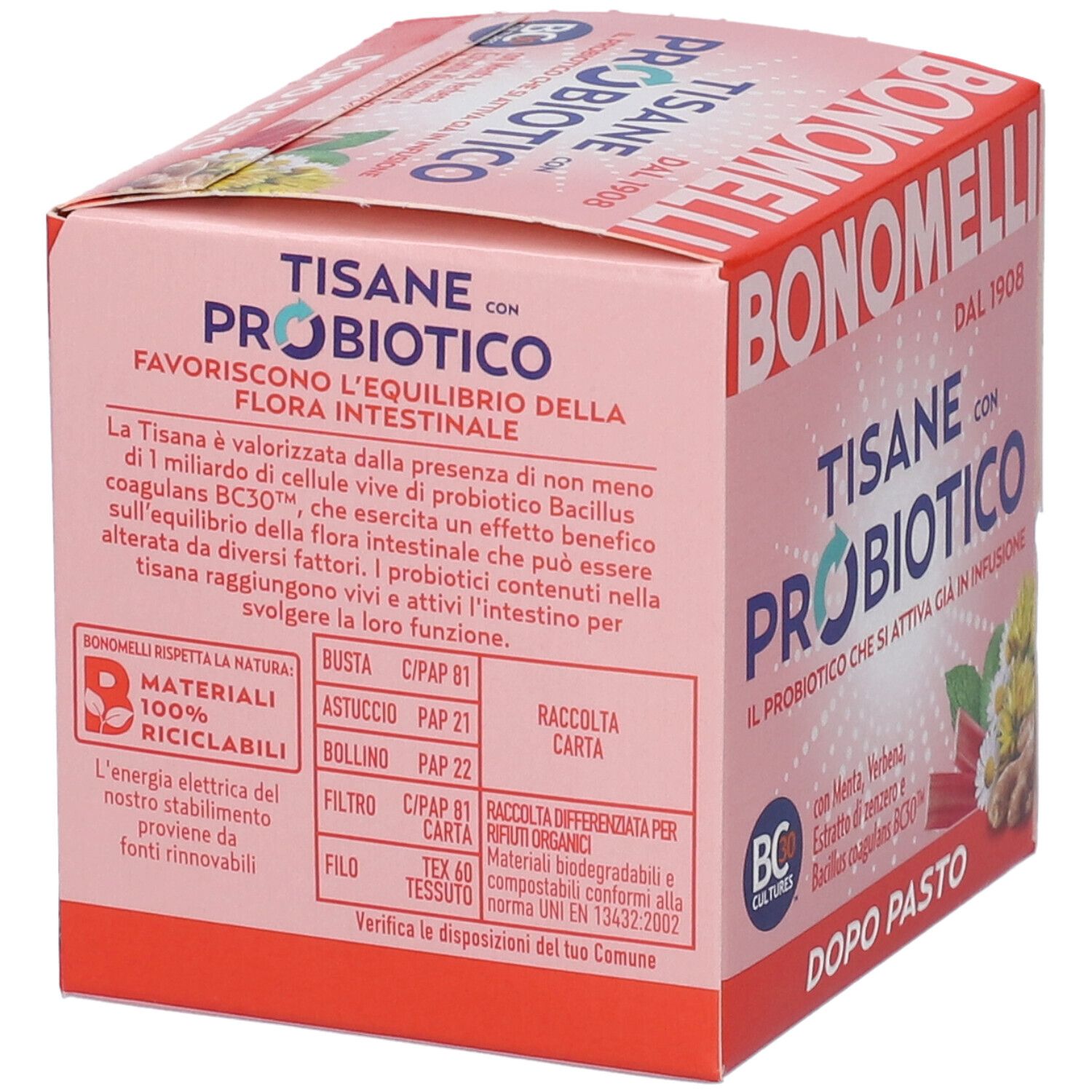 Bonomelli Tisane con Probiotico, Dopo Pasto, Informazioni prodotto