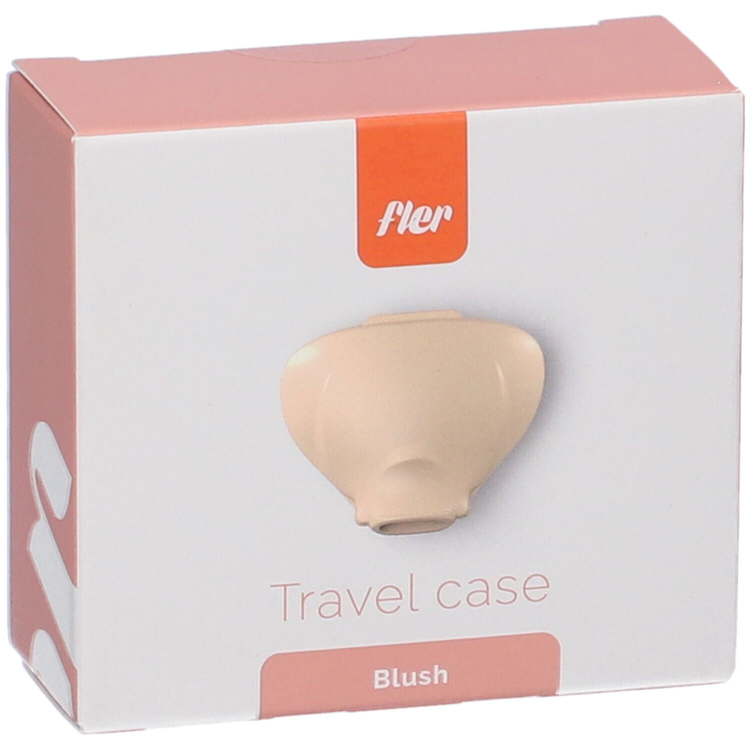 Custodia da viaggio Fler per rasoio, Blush. Vista frontale della confezione con illustrazione del prodotto.