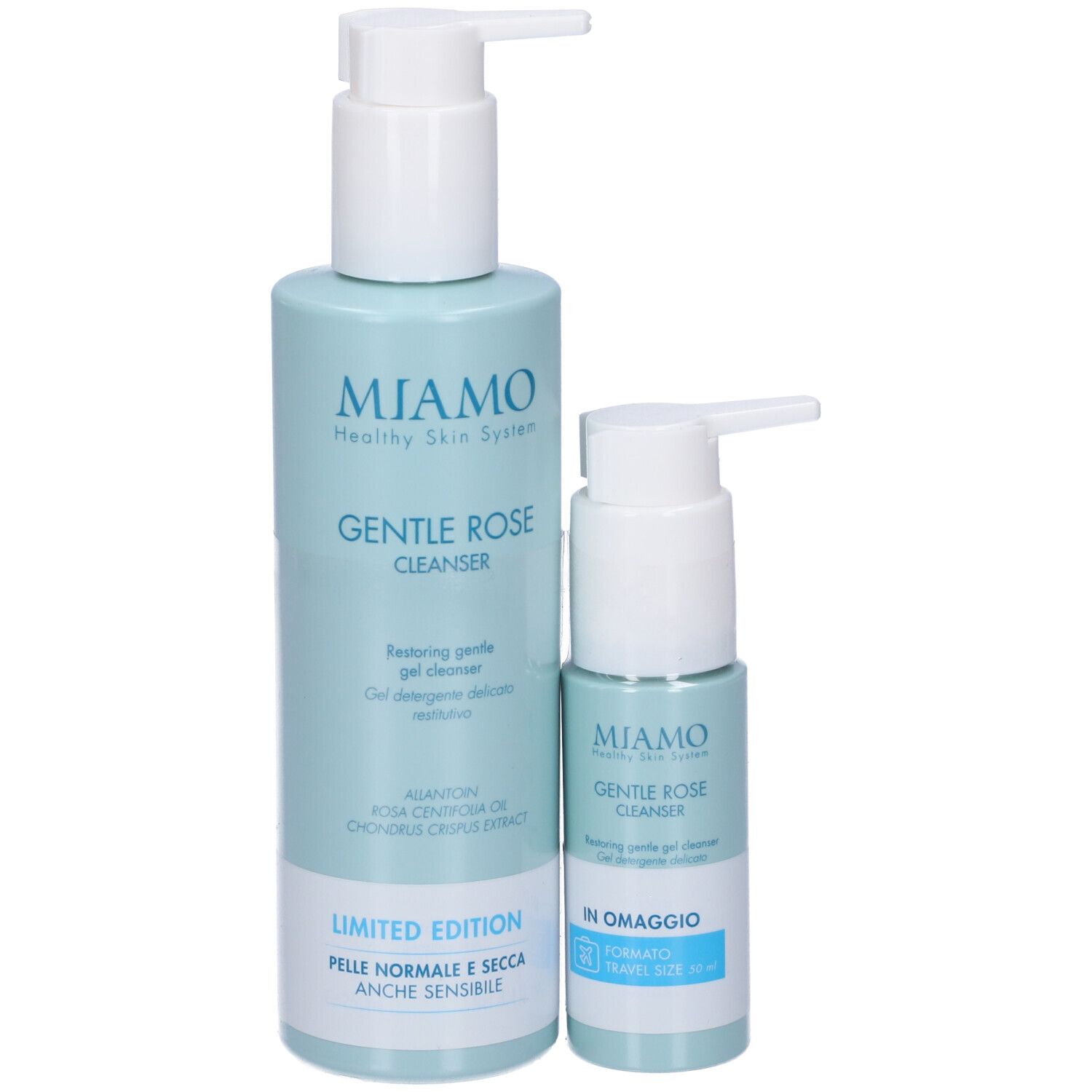 Miamo Gentle Rose Gel Detergente Viso + Flacone Travel Size in Omaggio