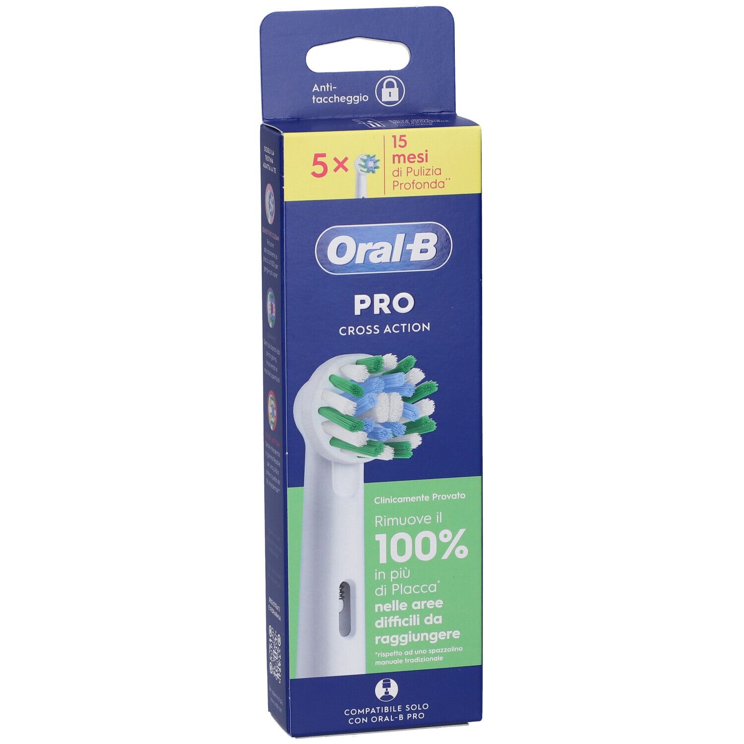 Confezione 5 testine Oral-B Pro Cross Action, 15 mesi di pulizia profonda.