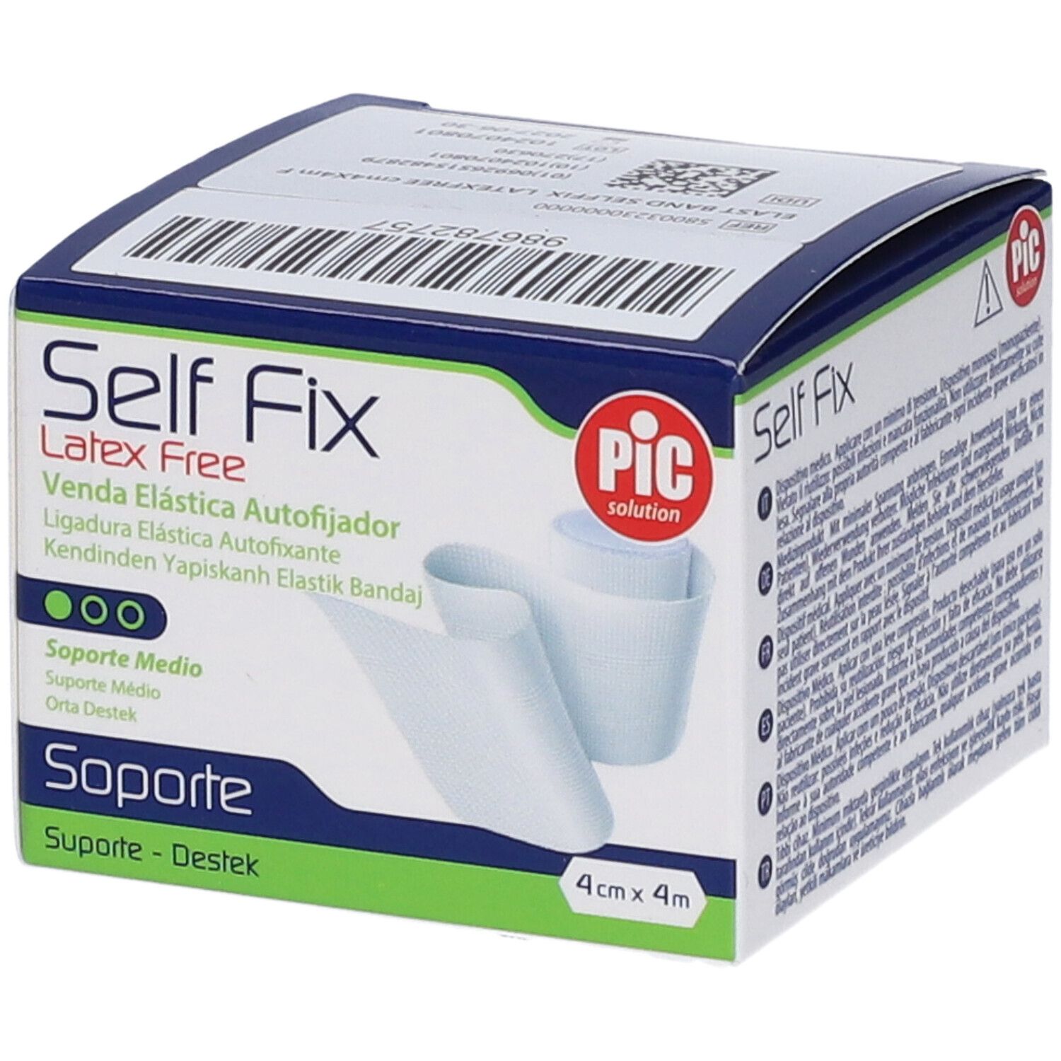 Confezione di Self Fix, benda elastica senza lattice, 4cm x 4m. Logo PIC.