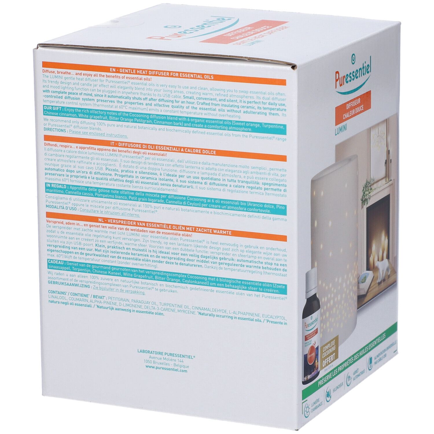 Puressentiel Cofanetto Diffusore Calore Dolce Lumini + Miscela Cocooning 10ml