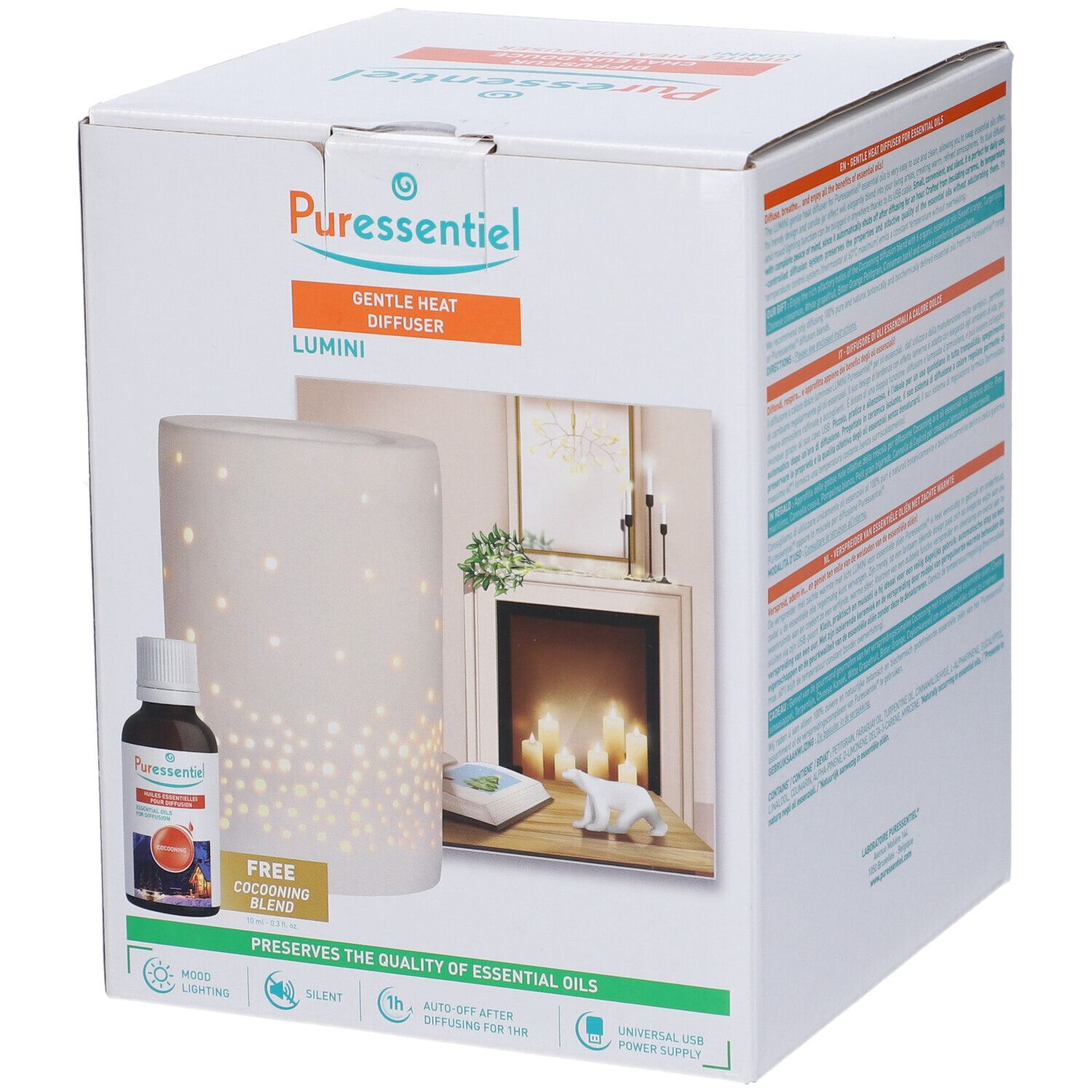 Puressentiel Cofanetto Diffusore Calore Dolce Lumini + Miscela Cocooning 10ml