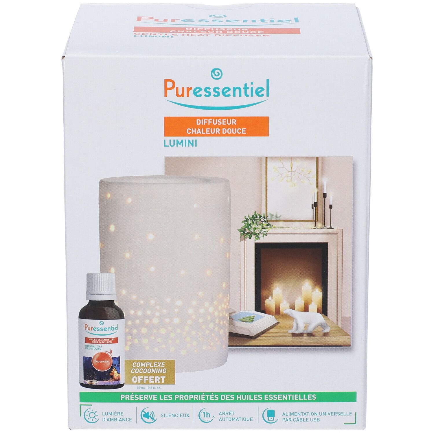 Puressentiel Cofanetto Diffusore Calore Dolce Lumini + Miscela Cocooning 10ml