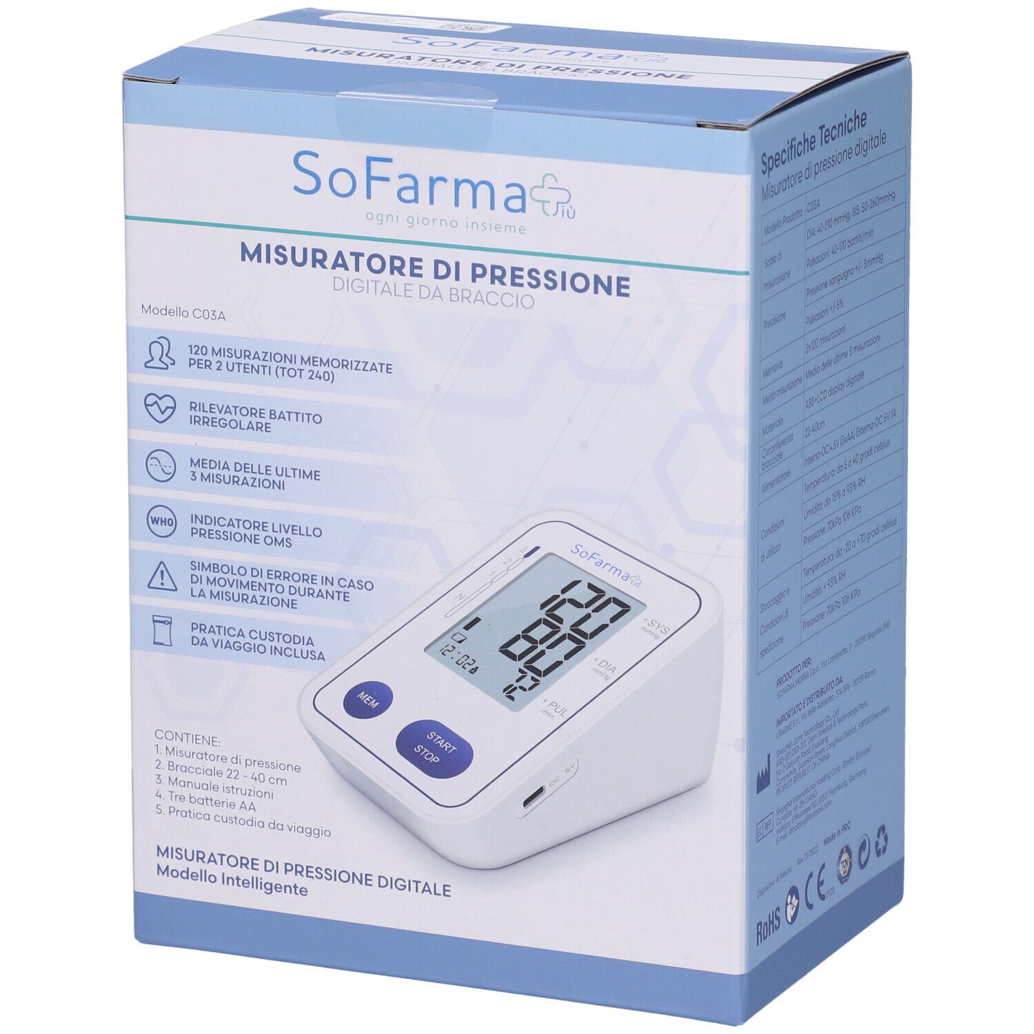 Sofarmapiu' Sfigmomanometro Digitale Da Braccio