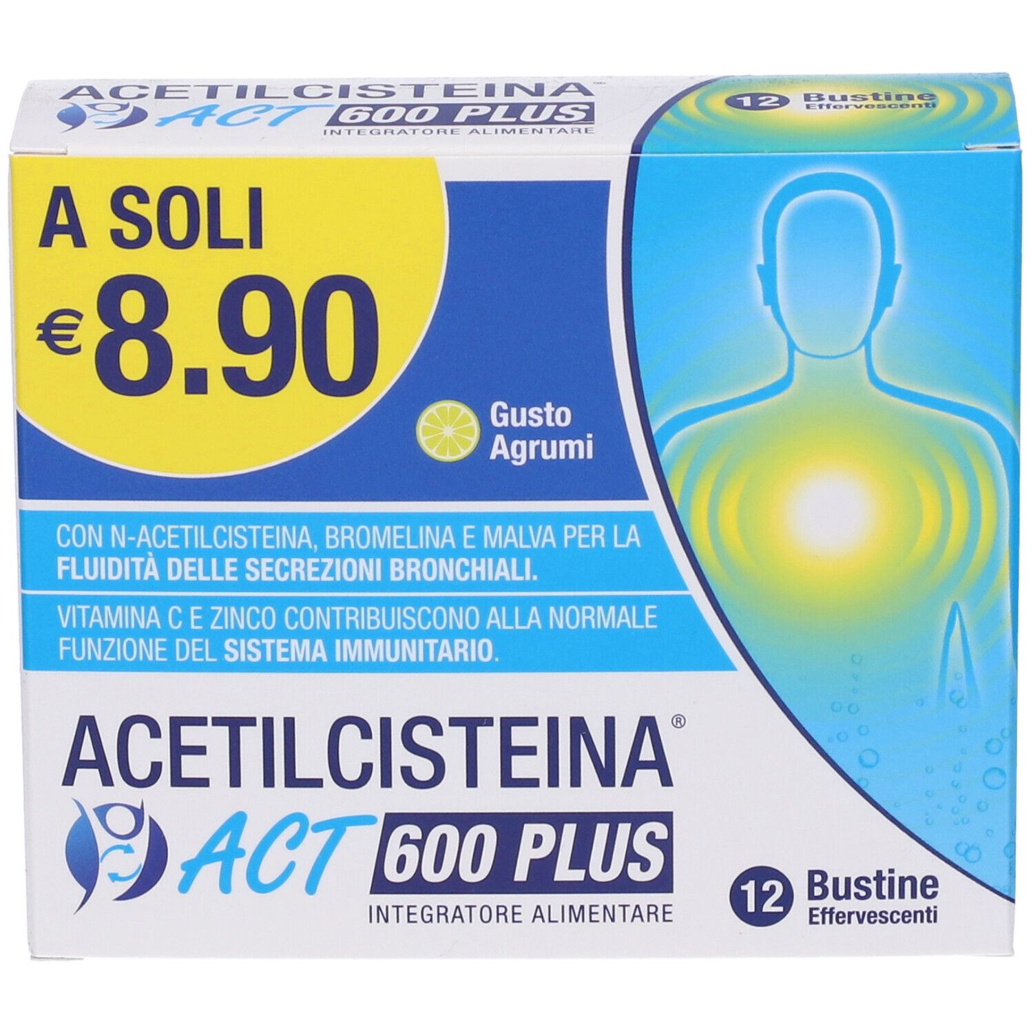 Acetilcisteina ACT 600 Plus Bustine Gusto Agrumi