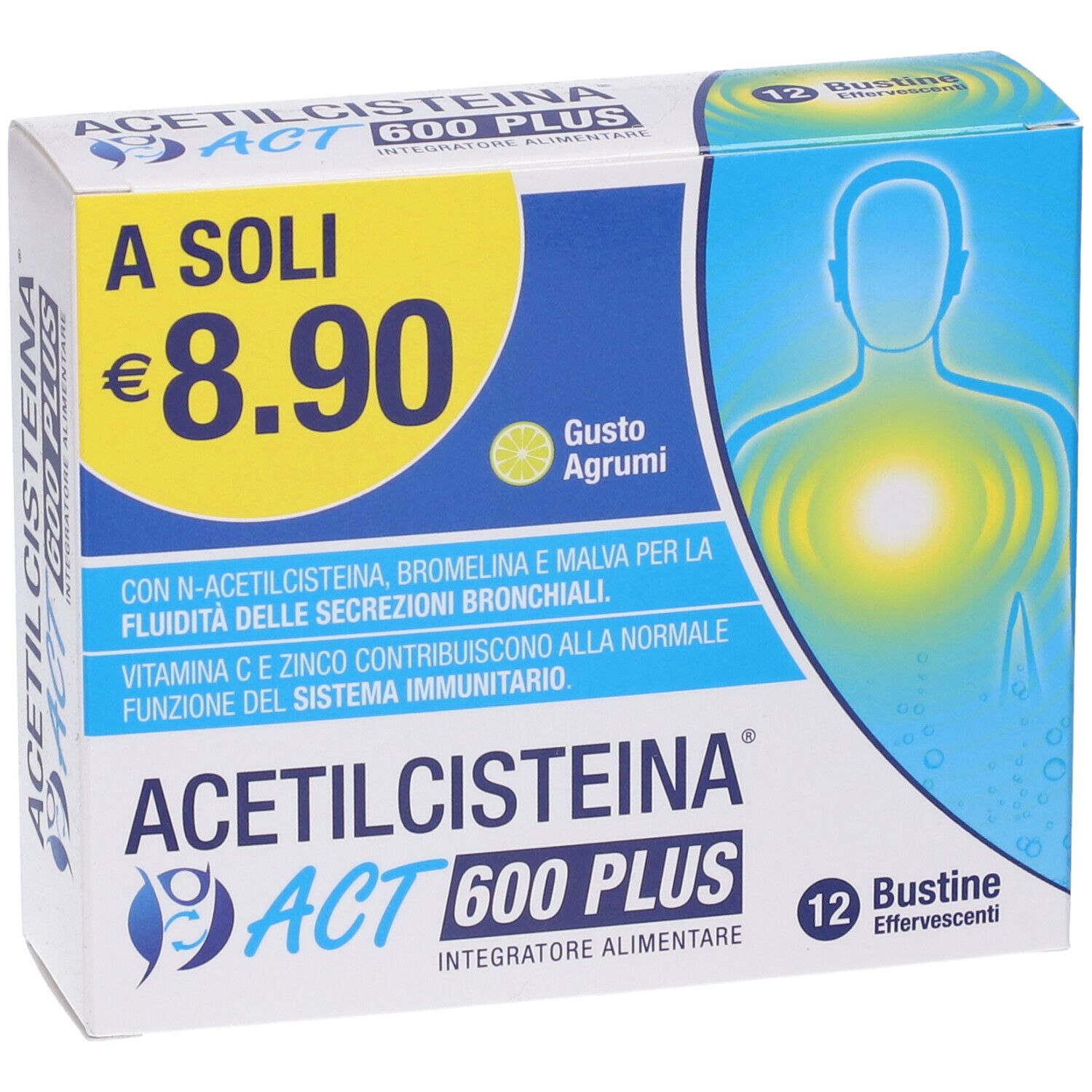 Acetilcisteina ACT 600 Plus Bustine Gusto Agrumi