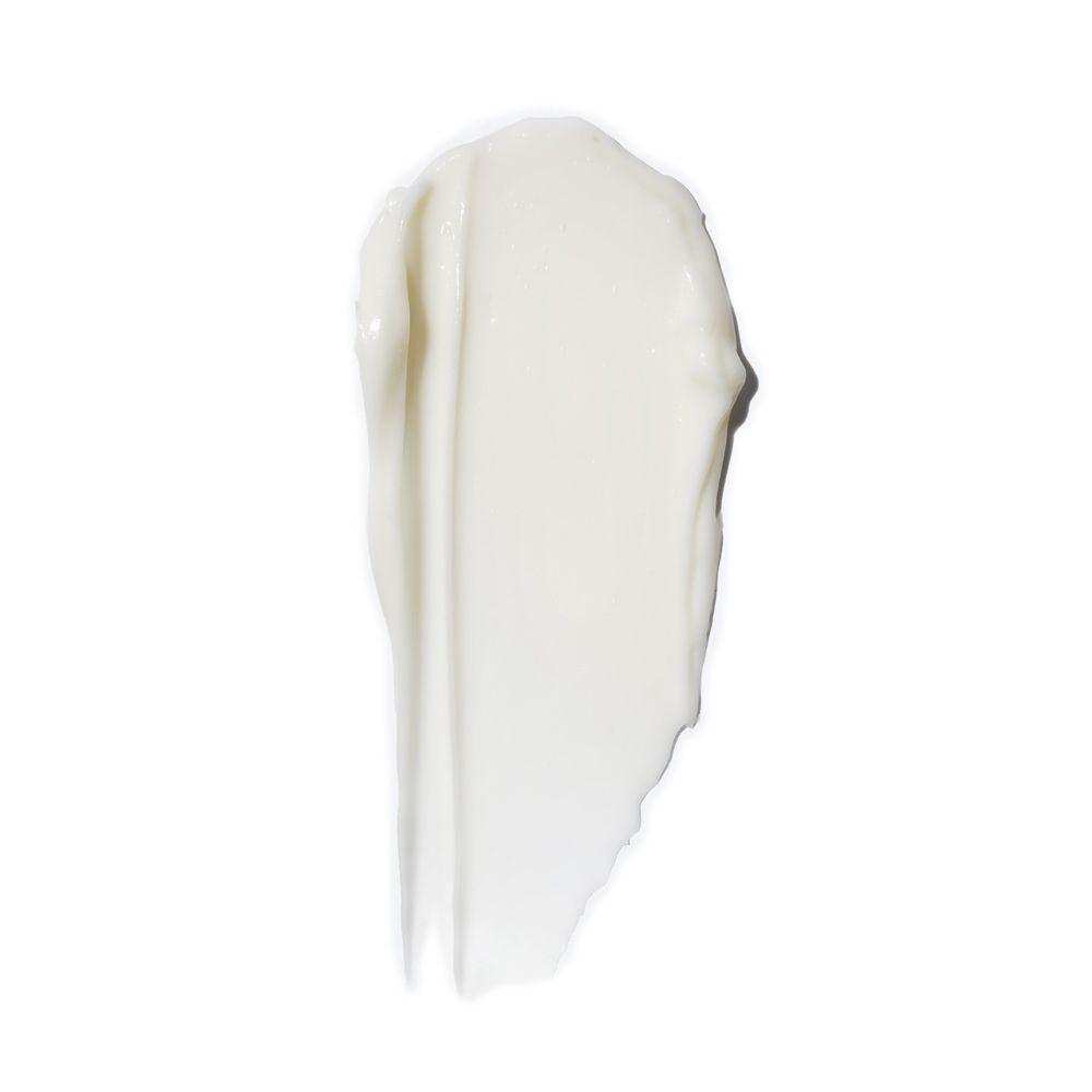 Prodotto bianco su sfondo bianco. Struttura allungata, cremosa.