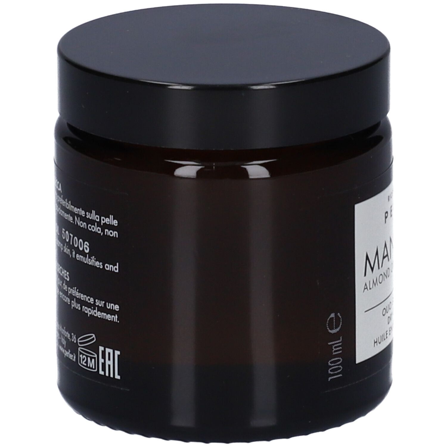 Vasetto in vetro marrone da 100ml di crema viso, marca sconosciuta.
