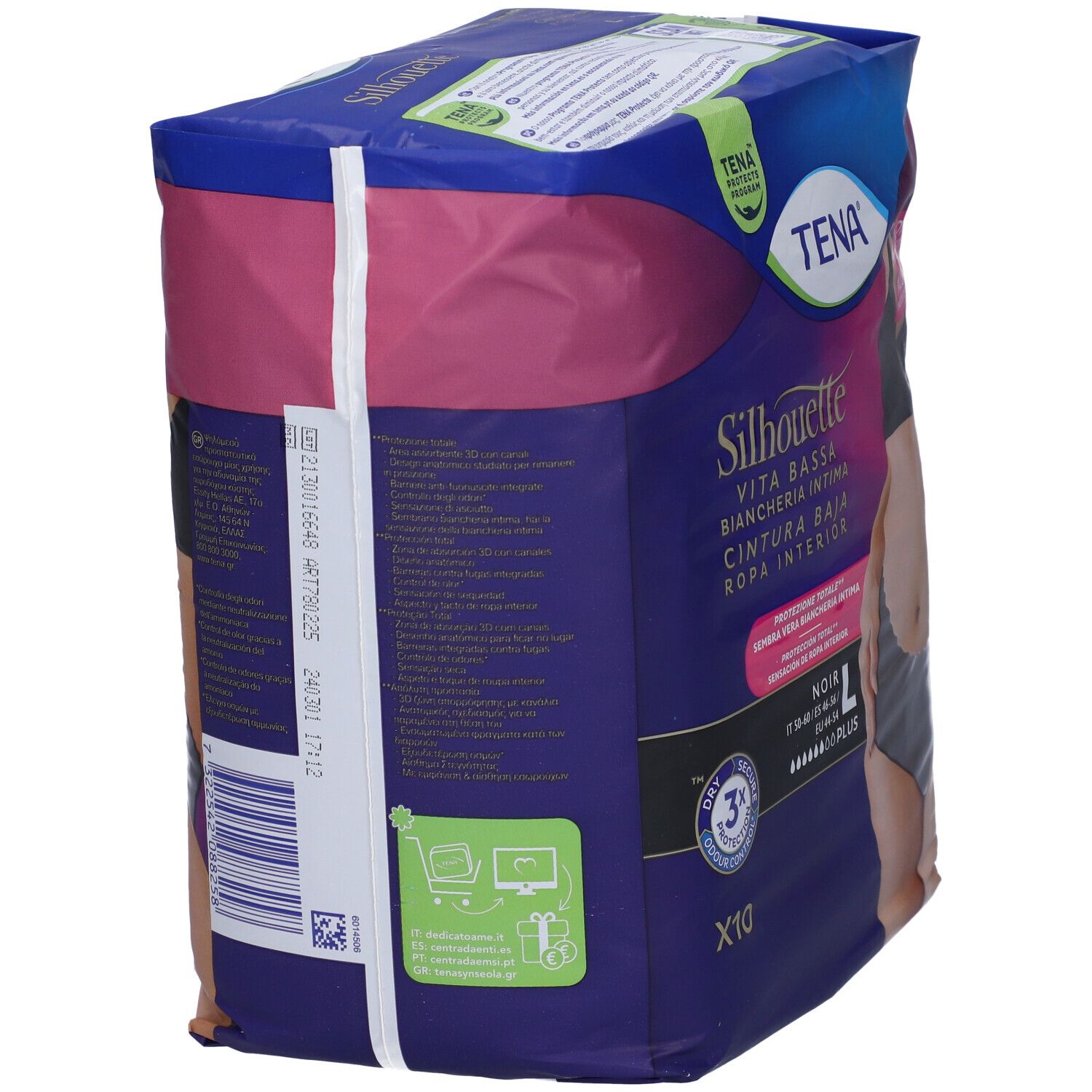 Tena Silhouette Noir Mutandine Assorbenti a Vita Bassa Assorbenza Plus Taglia L - EU 44/54