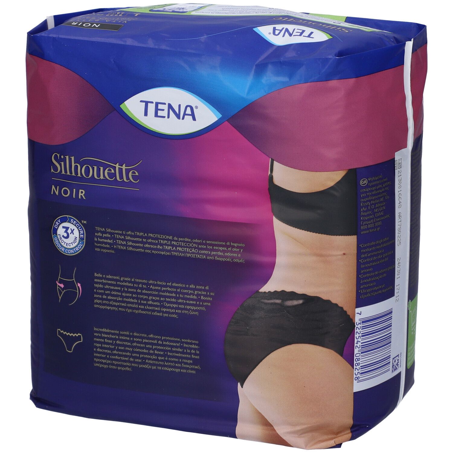 Tena Silhouette Noir Mutandine Assorbenti a Vita Bassa Assorbenza Plus Taglia L - EU 44/54