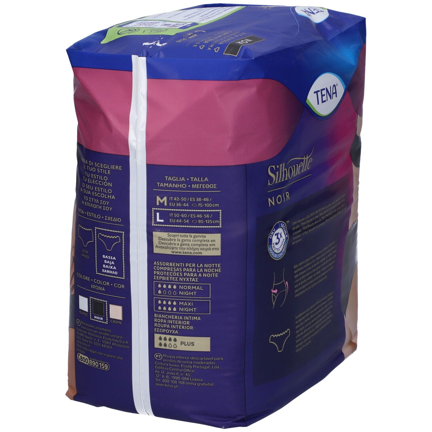 Tena Silhouette Noir Mutandine Assorbenti a Vita Bassa Assorbenza Plus Taglia L - EU 44/54