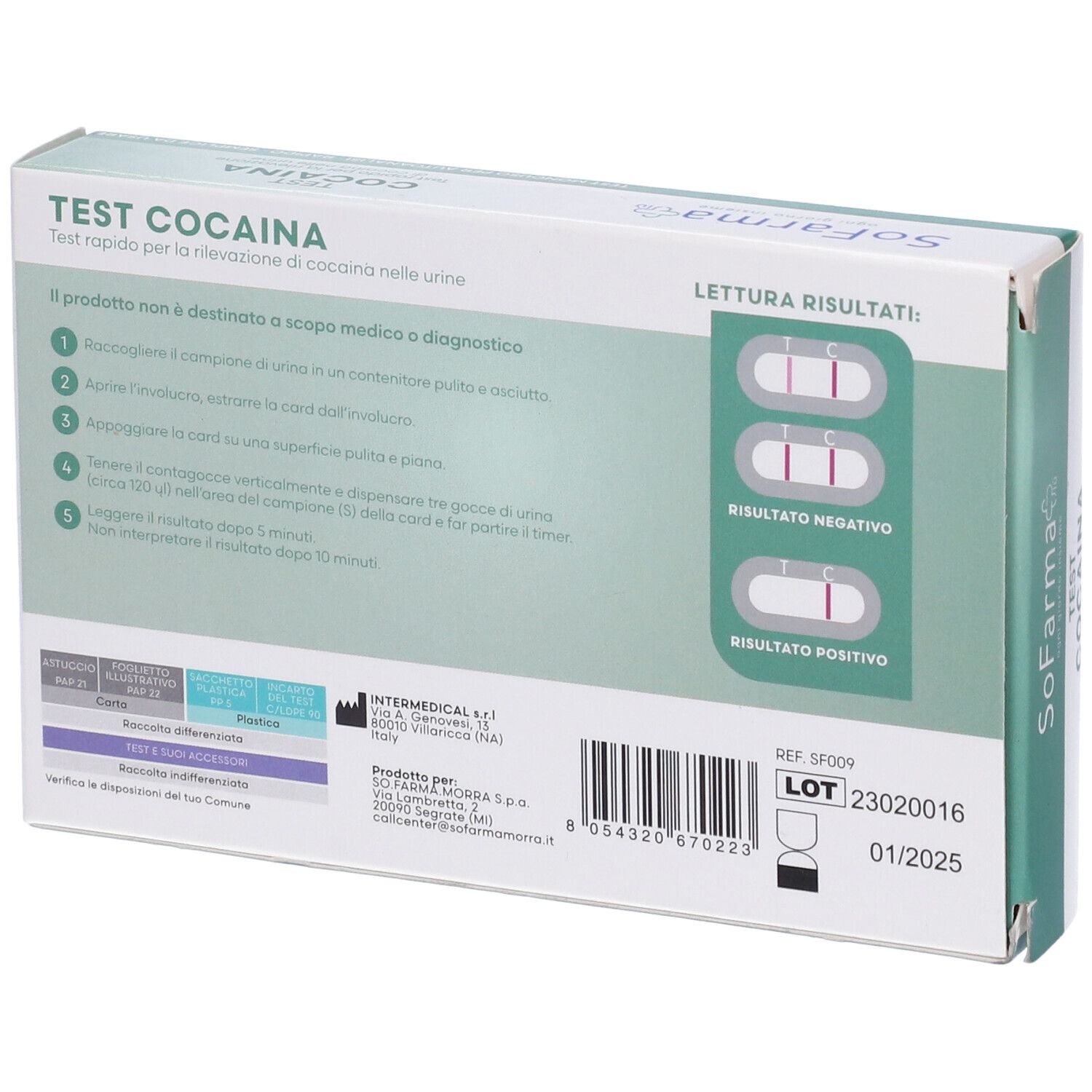Sofarmapiu' Test Autodiagnostico Rapido Cocaina