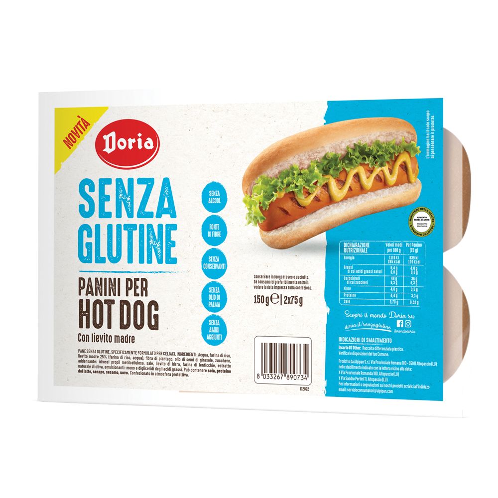 Doria Panini Per Hot Dog Hb 2 Pezzi Da 75 G