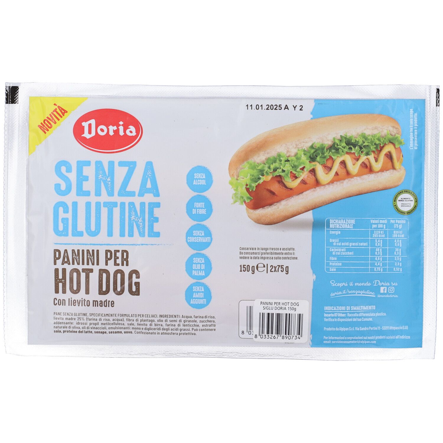Doria Panini Per Hot Dog Hb 2 Pezzi Da 75 G