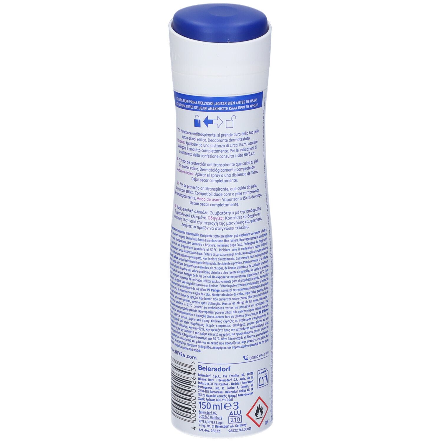 Nivea Fresh Sensation Spray 150 ml, Deodorante donna spray per una protezione fino a 72h