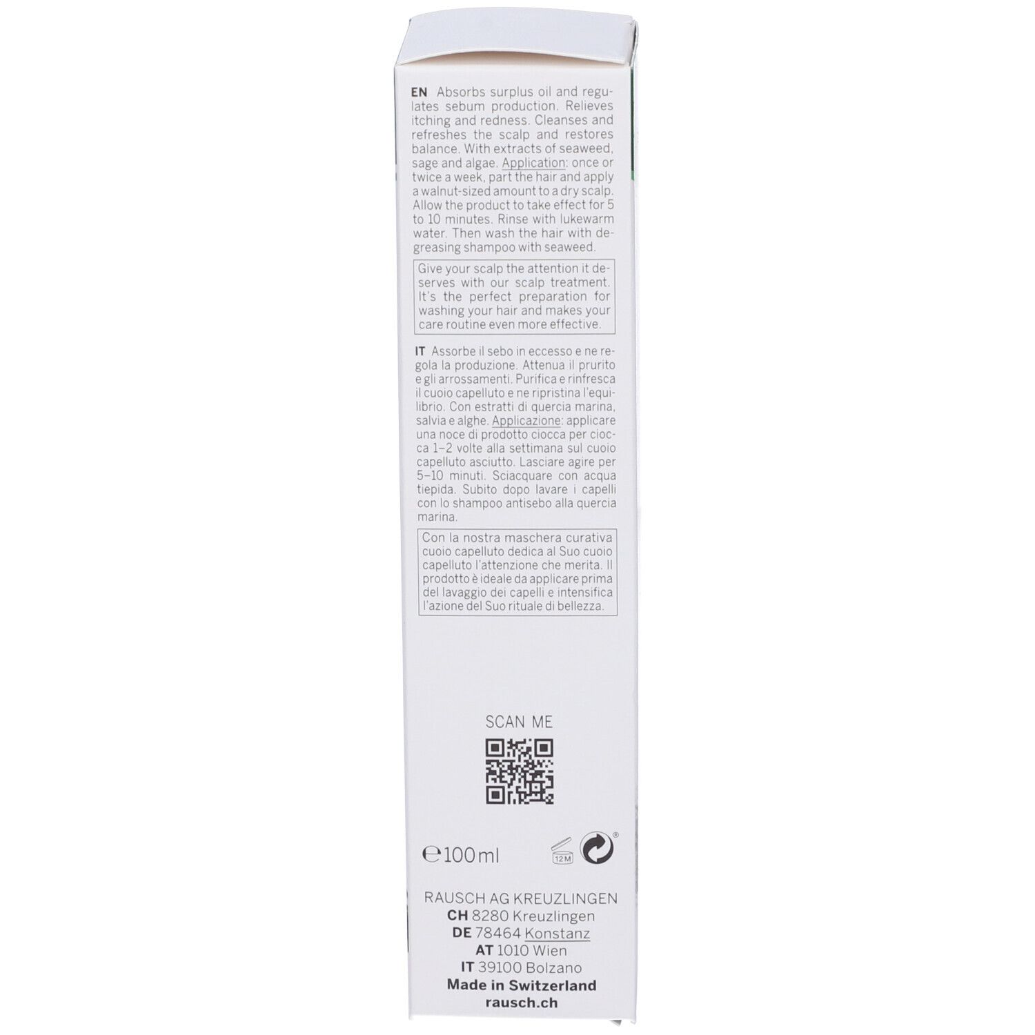 RAUSCH Maschera Antisebo Per Cuoio Capelluto Alla Quercia Marina