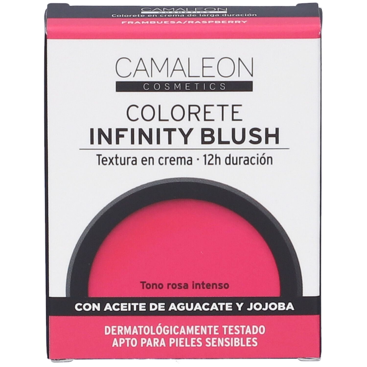 Confezione blush Camaleon. Tonalità rosa intenso, texture in crema. Dermatologicamente testato.