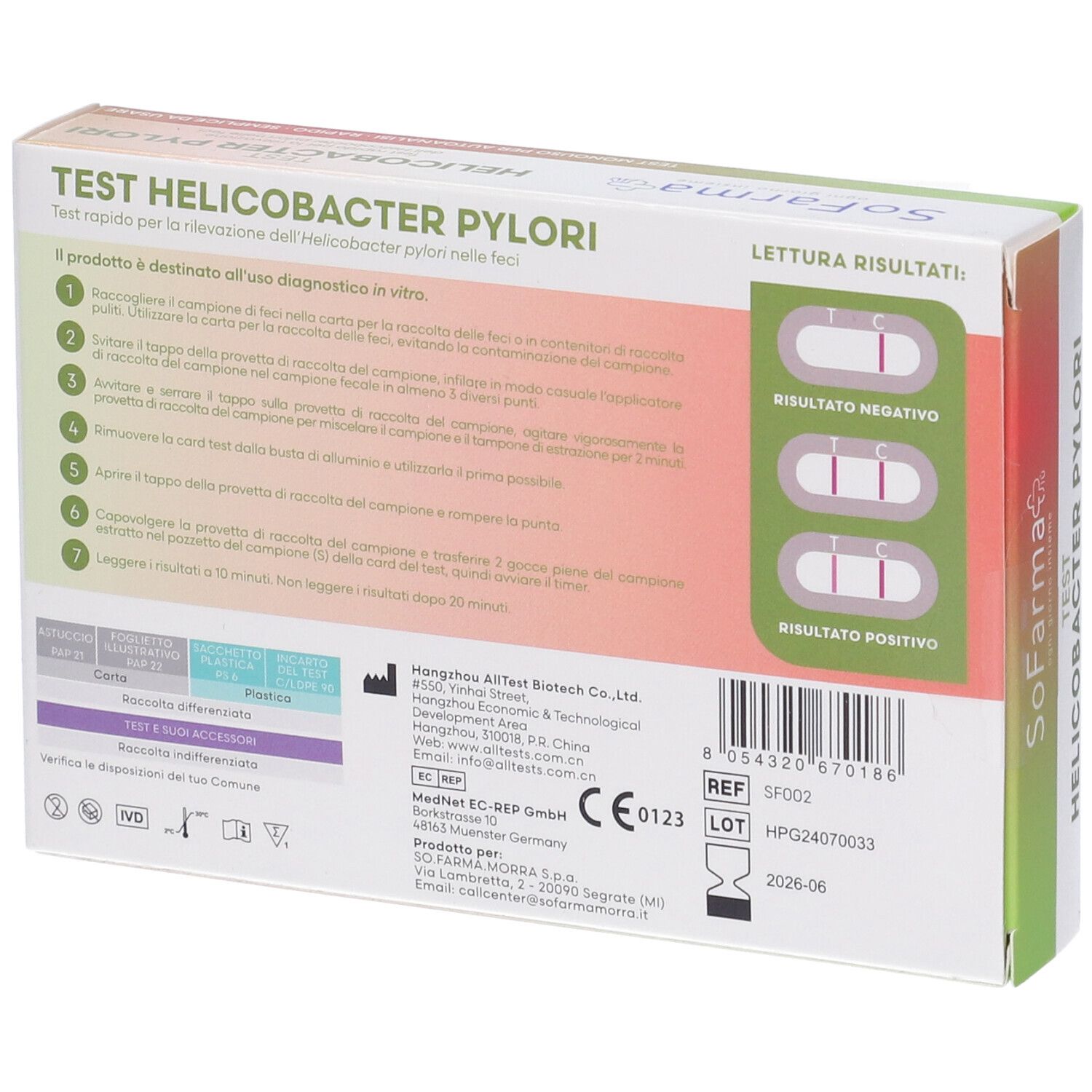 Sofarmapiu' Test Autodiagnostico Helicobacter Pylori