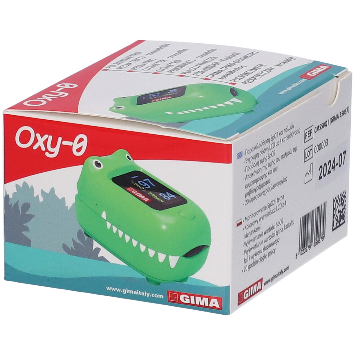 GIMA Pulsossimetro Pediatrico Oxy-0 - Coccodrillo - Gb,It,Es,De,Gr,Pl