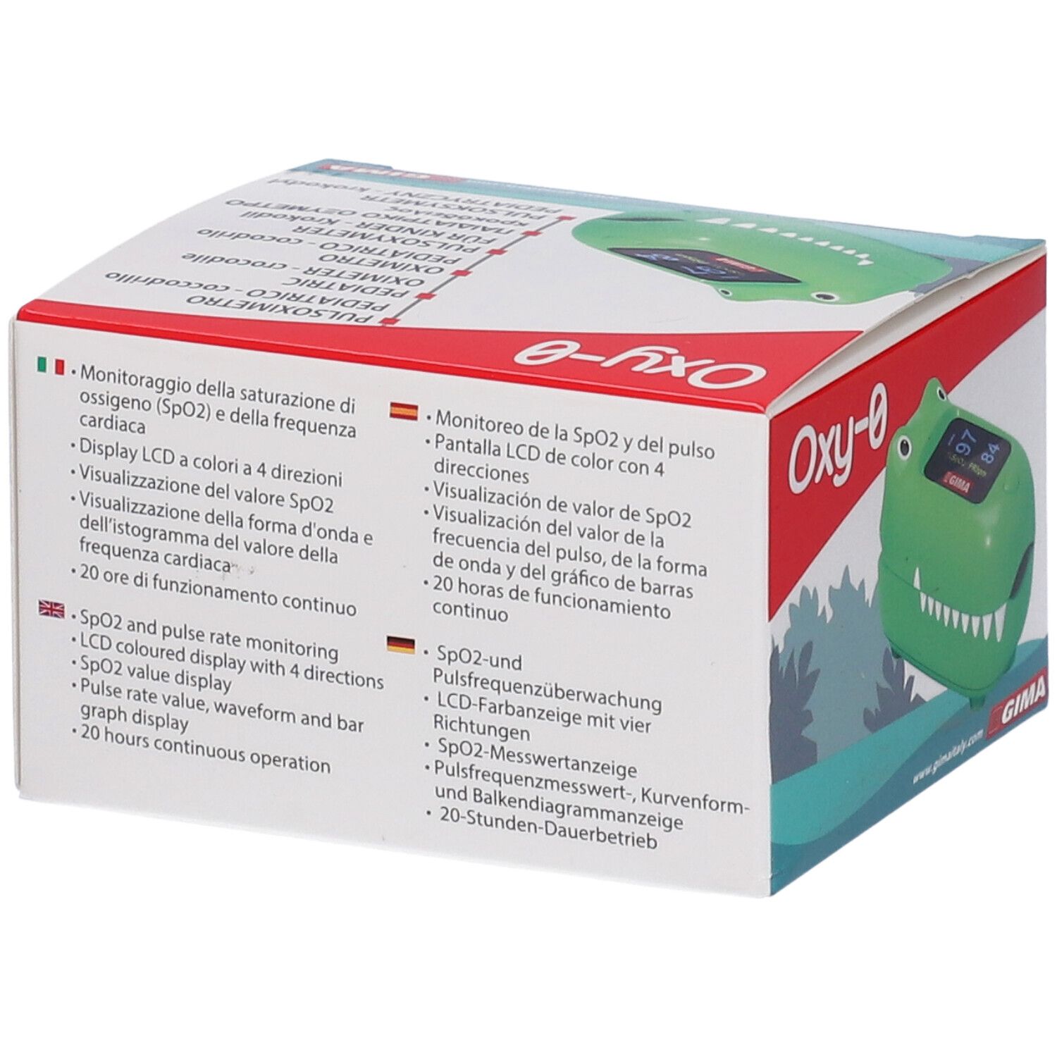 GIMA Pulsossimetro Pediatrico Oxy-0 - Coccodrillo - Gb,It,Es,De,Gr,Pl