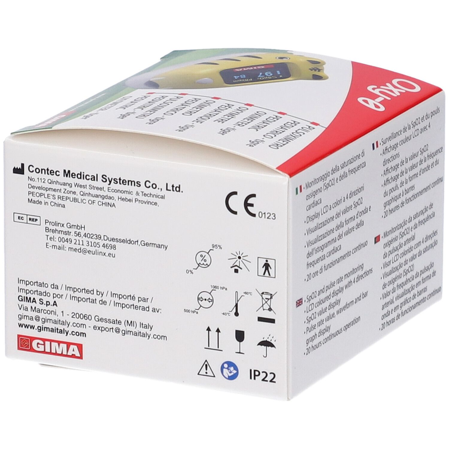 GIMA Pulsossimetro Pediatrico Oxy-0 - Tigre - Gb,Fr,It,Pt,Se,Ro