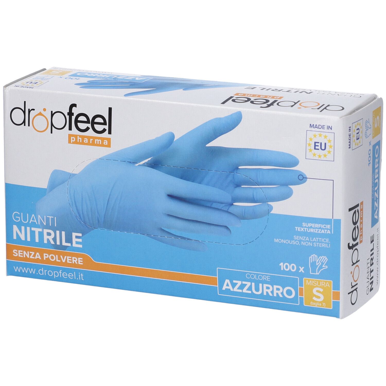 Dropfeel Guanto in Nitrile Colore Azzurro Taglia S 100 Pezzi
