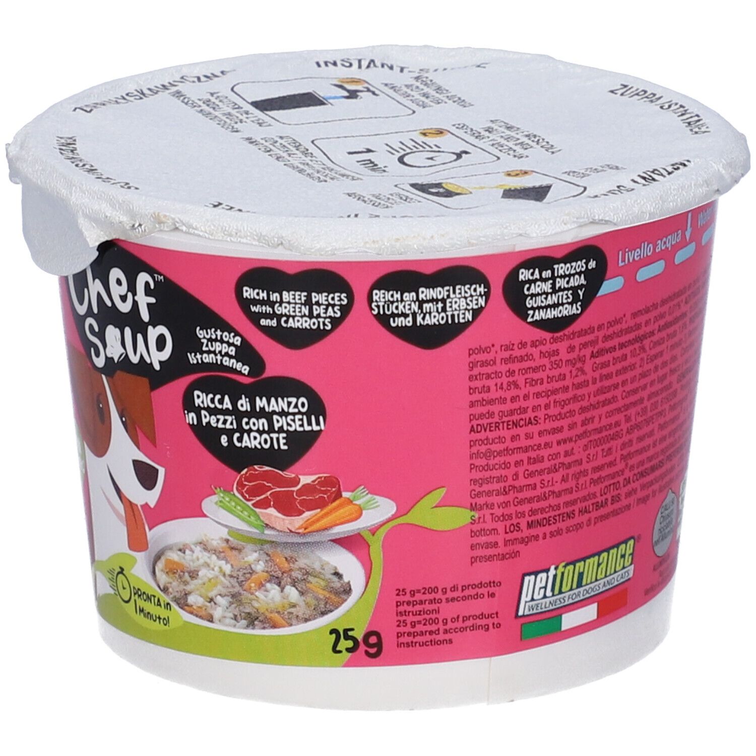Chef Soup con Manzo in Pezzi Piselli e Carote