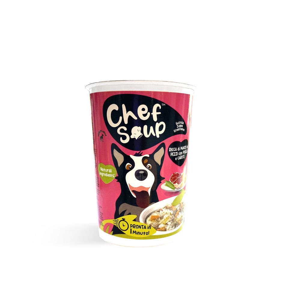 Chef Soup con Manzo in Pezzi Piselli e Carote