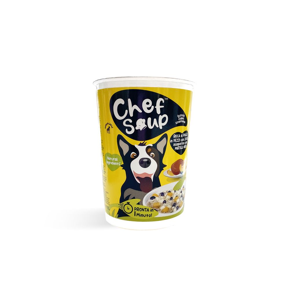 Chef Soup con Pollo in Pezzi Zucca e Mirtilli