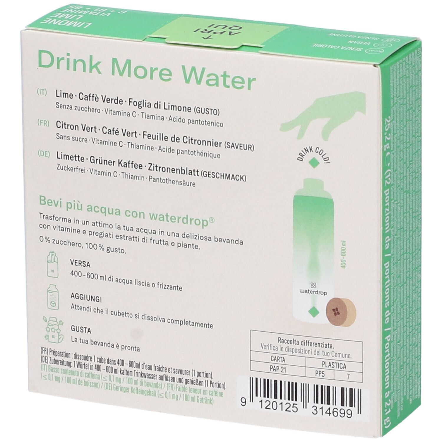 Waterdrop Microdrink Focus Gusto Lime - Caffè Verde - Foglia di Limone
