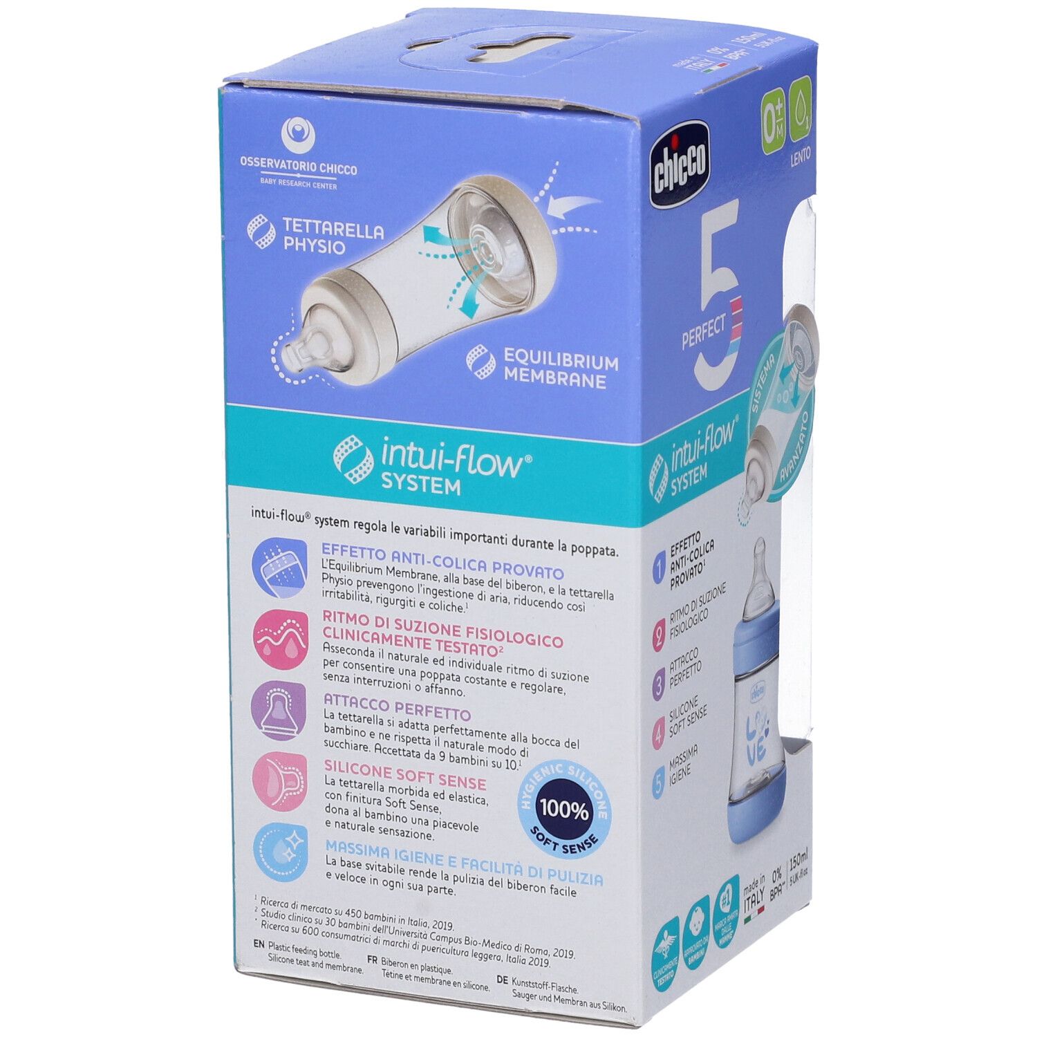 Chicco Biberon P5 150ml Slow Silicone Boy