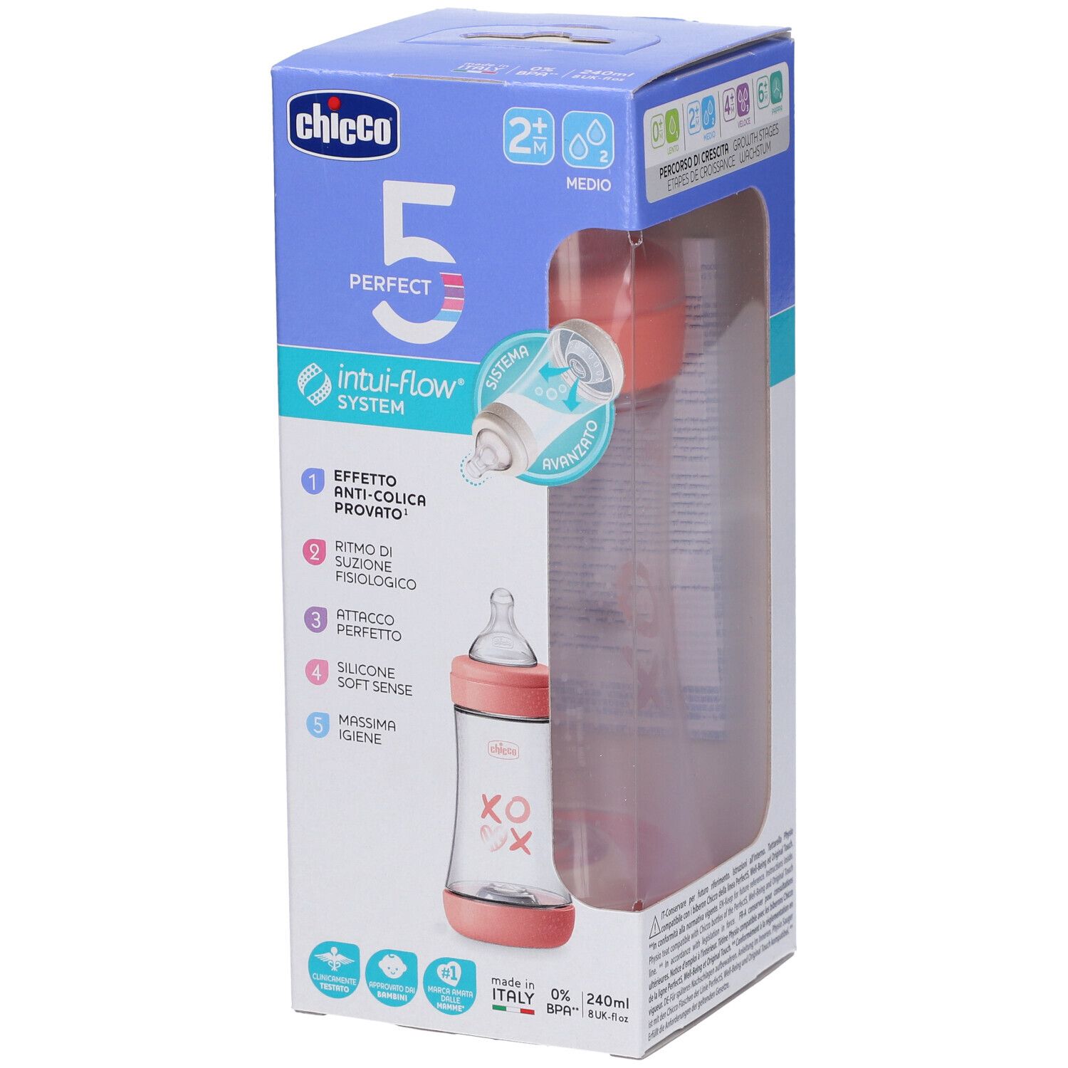 Chicco Biberon P5 240ml Med Silicone Girl