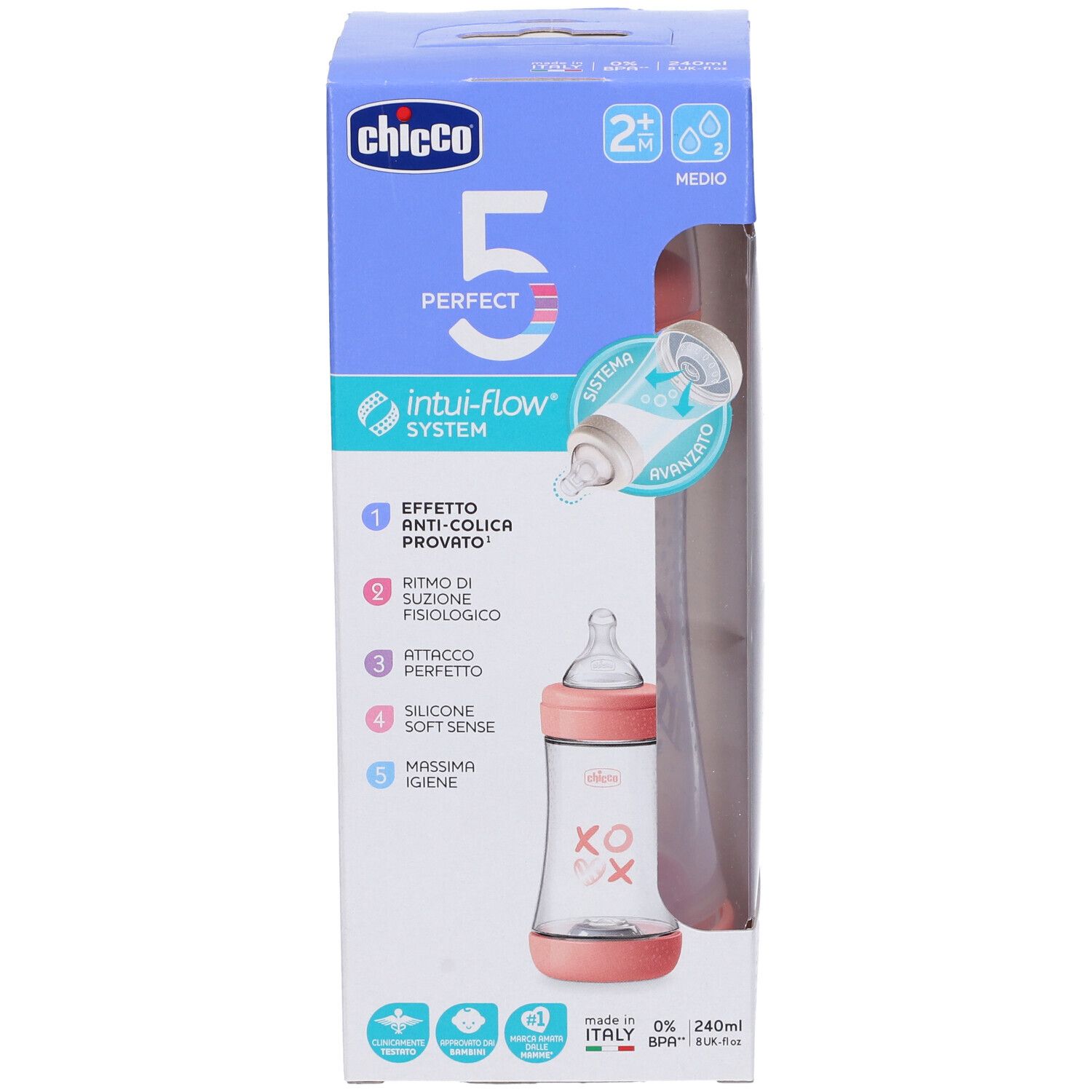 Chicco Biberon P5 240ml Med Silicone Girl