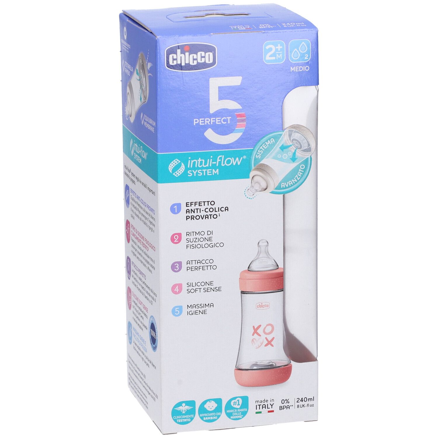Chicco Biberon P5 240ml Med Silicone Girl
