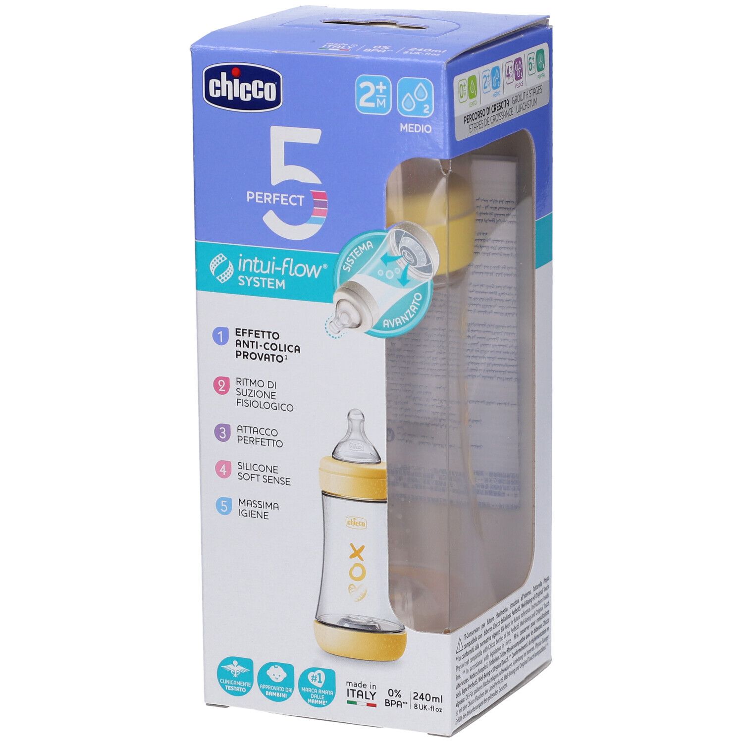 Chicco Biberon P5 240ml Med Silicone Uni