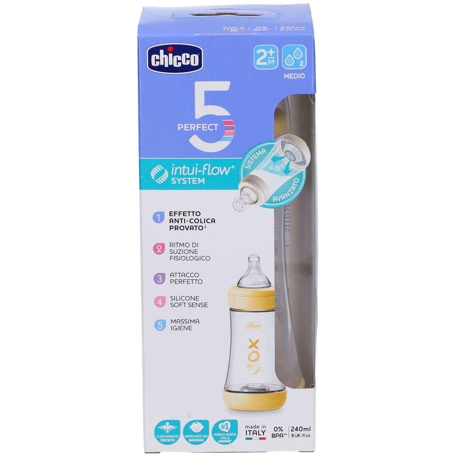 Chicco Biberon P5 240ml Med Silicone Uni