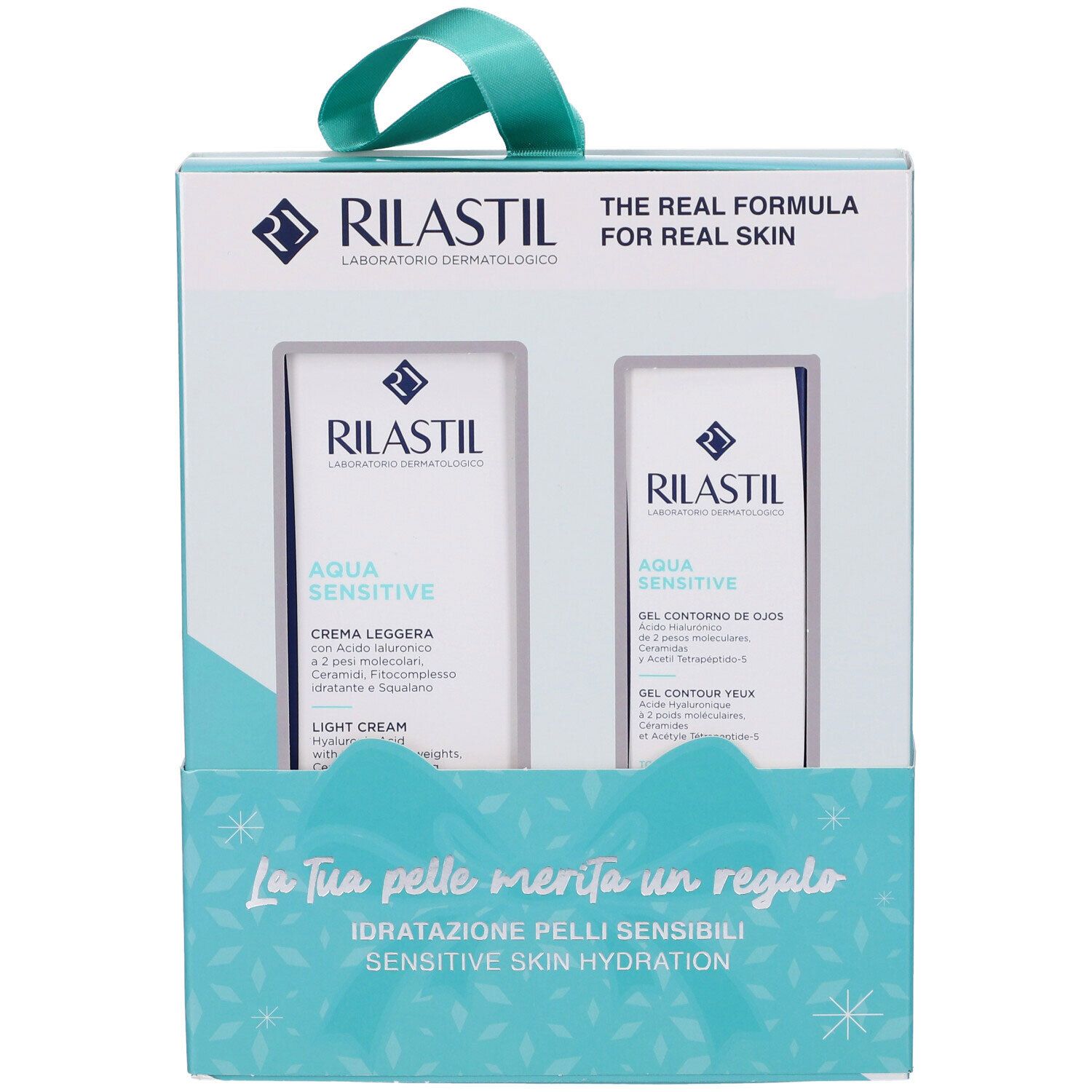 Set Rilastil: Crema leggera e gel contorno occhi per pelli sensibili.